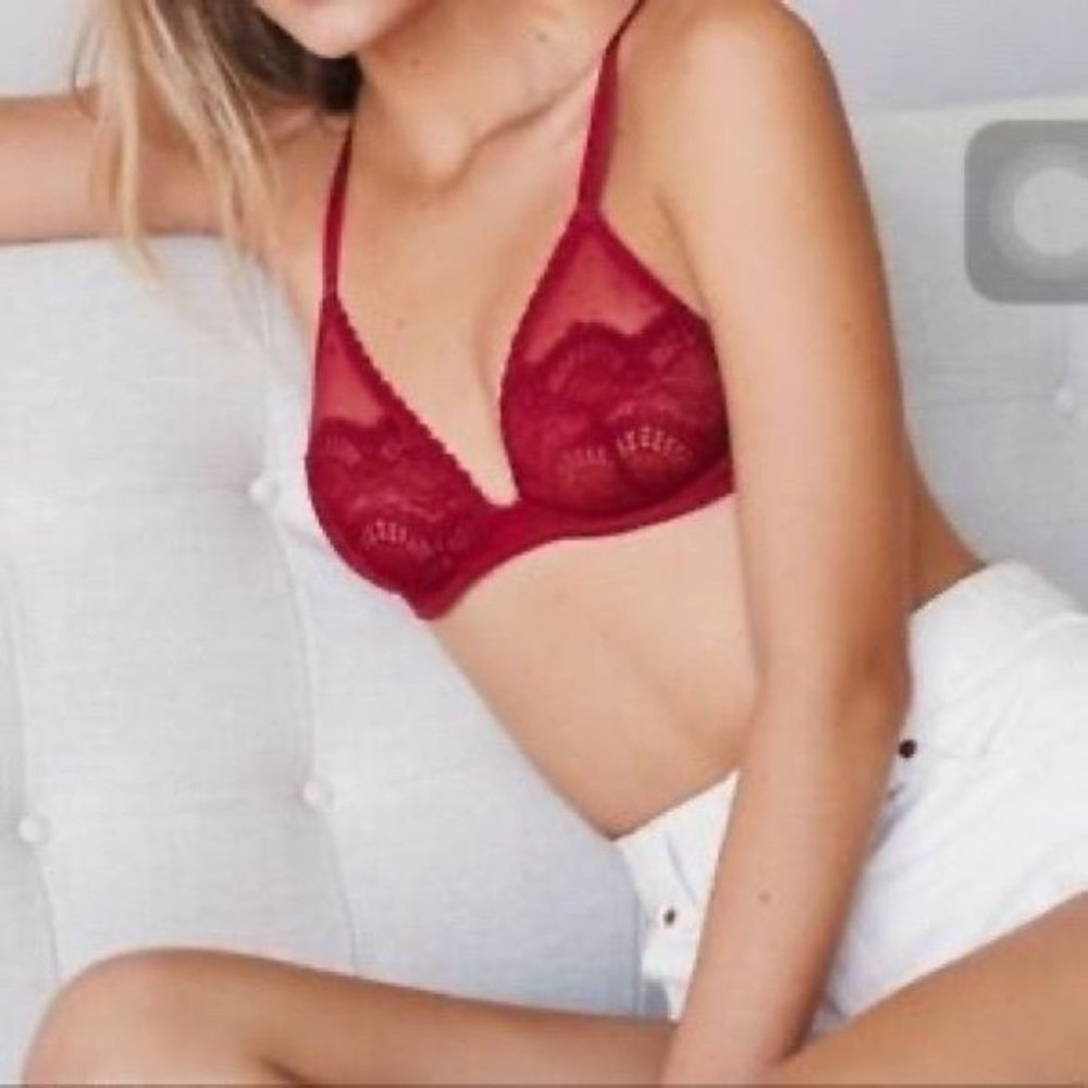 Free People Lace Triangle Bra - Berry Wine